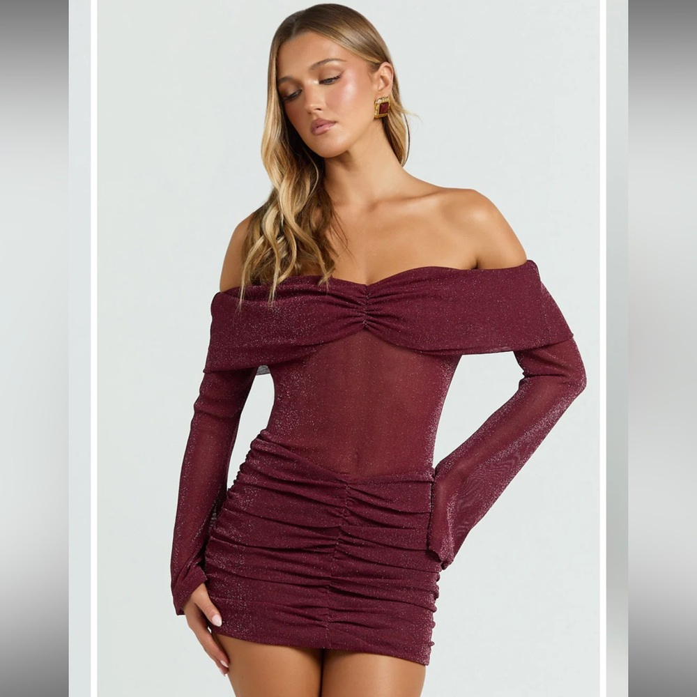 Showpo wine Rumi mini dress